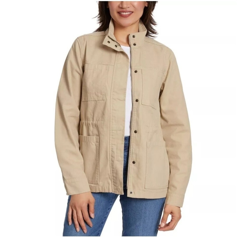 Vintage America Women's Canvas‎ Anorak Jacket, Tan, Size M